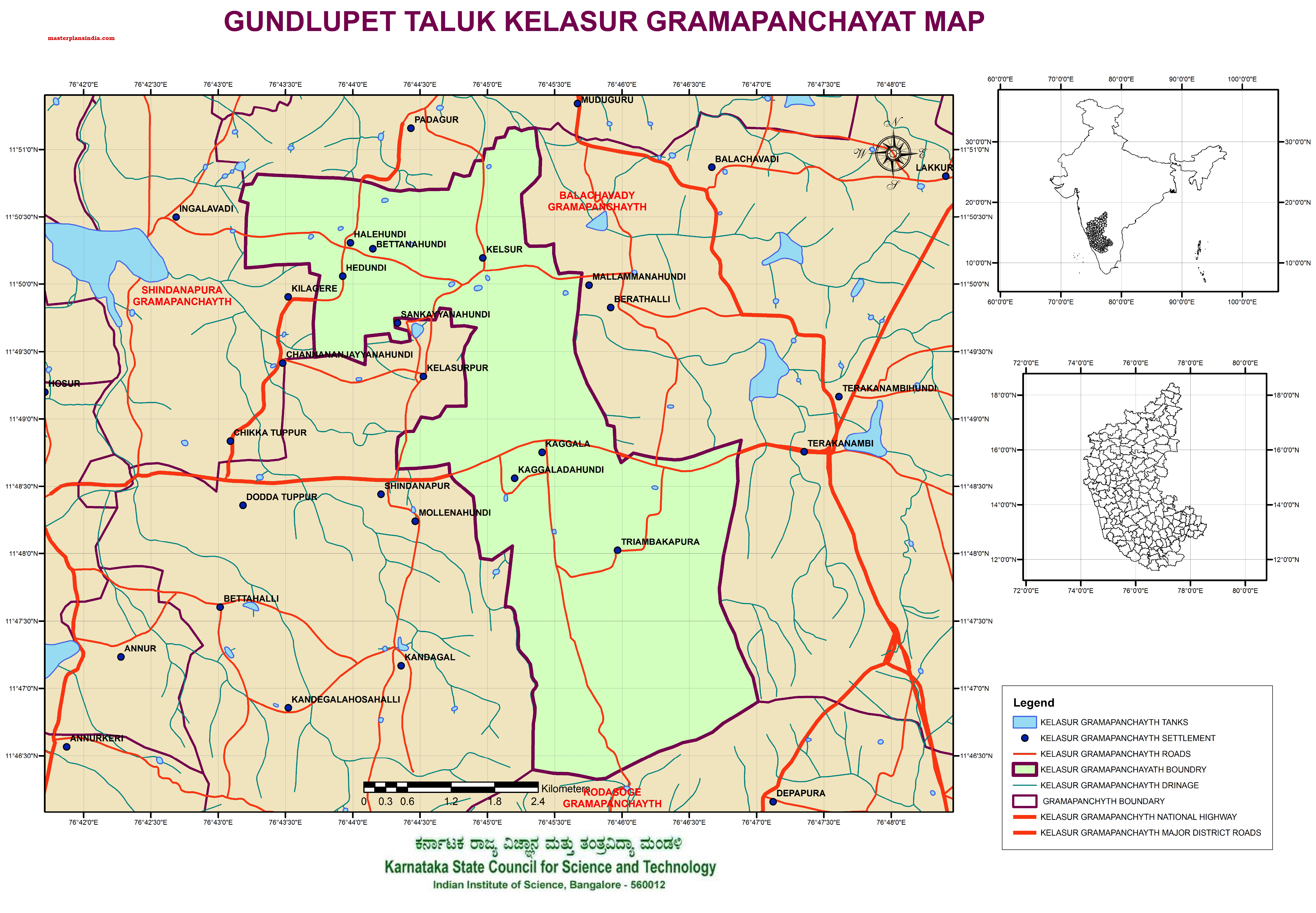 Gundlupet Taluk Village Map Gundlupet Taluk Kelasur Grampanchayath Map - Master Plans India