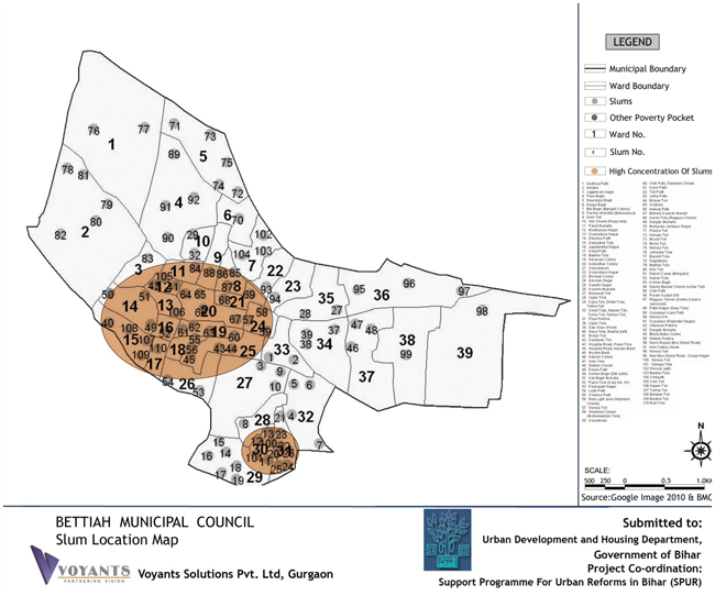 Bettiah Slums Location Map