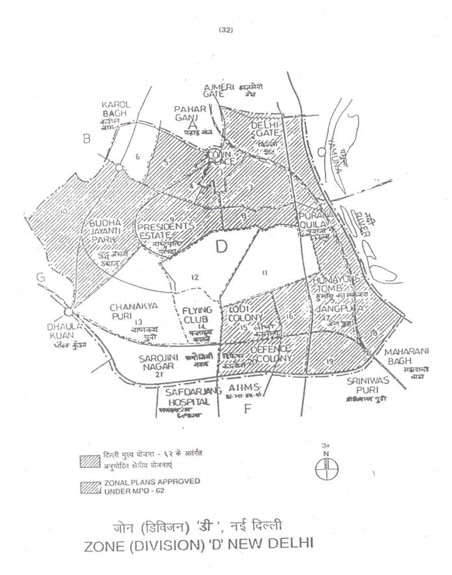 Zonal Development Plan Map Zone D Delhi