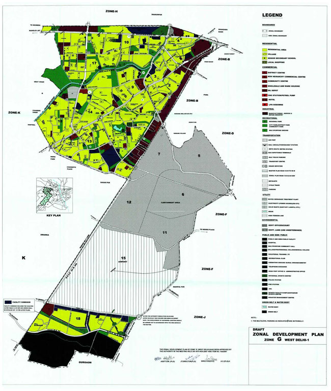 Zonal Development Plan Map Zone G West Delhi 1