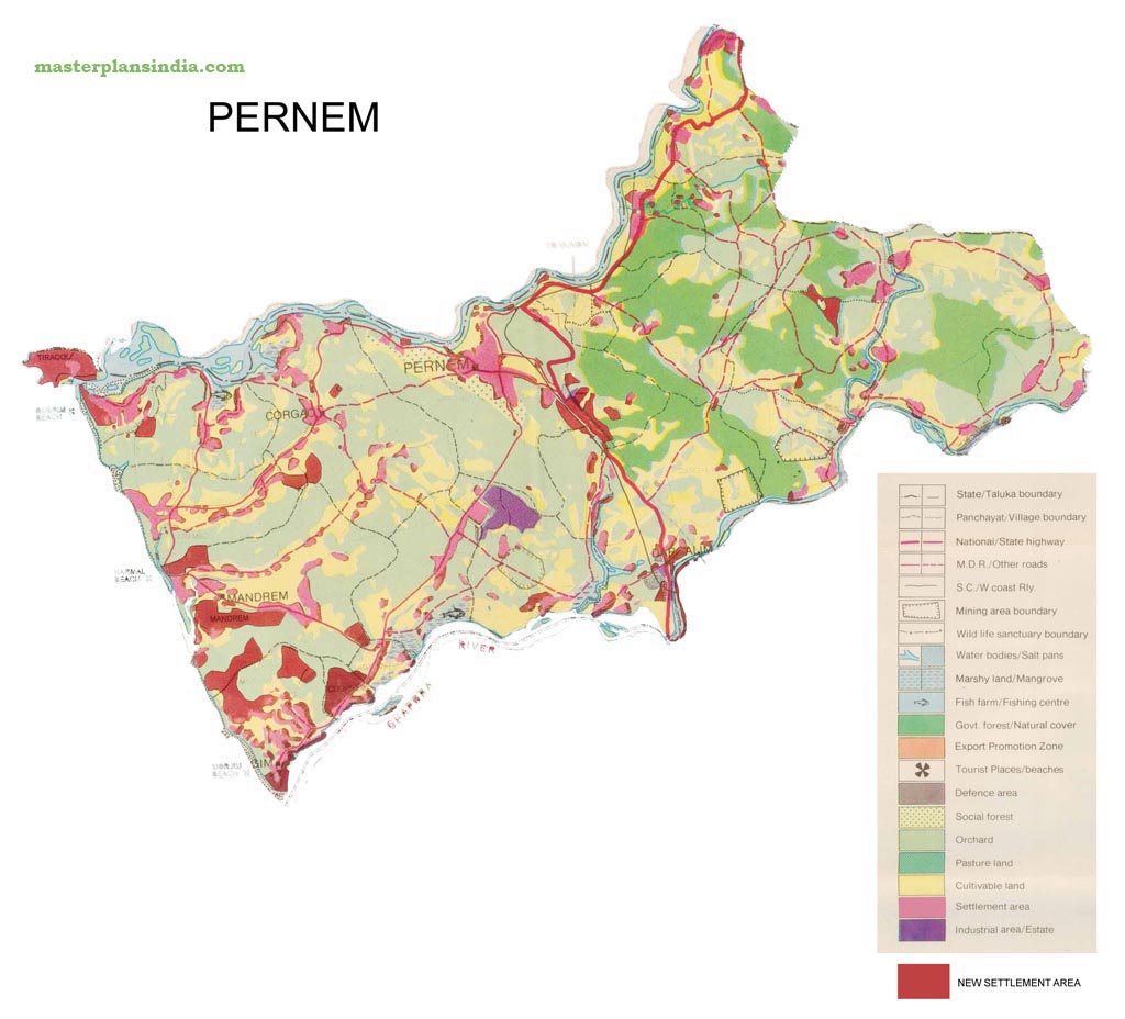 Pernem Old Vs New Area Comparison Map 2001-2011 - Master Plans India