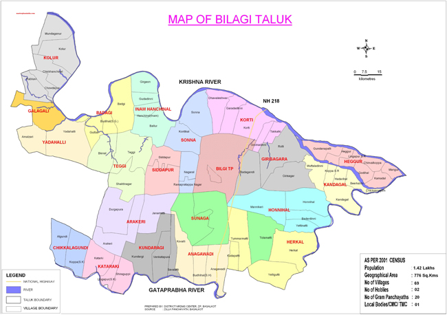 Bilagi Taluk Map