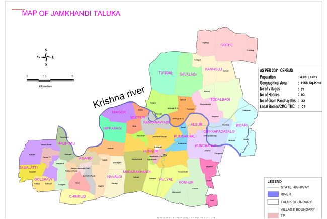 Jamkhandi Taluk Map