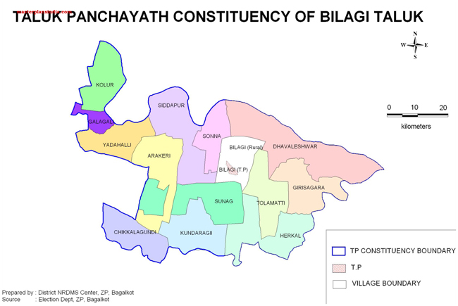Taluk Panchayath Constituency of Bilagi Taluk Map