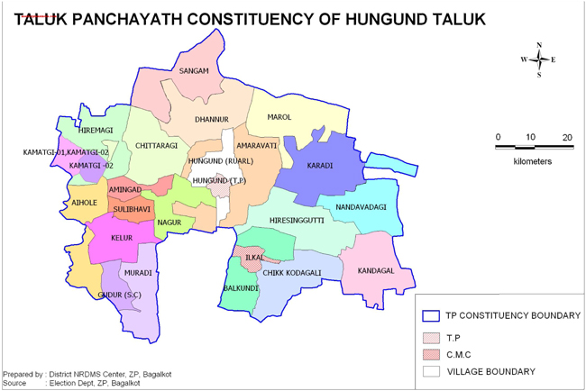 Taluk Panchayath Constituency of Hungund Taluk Map