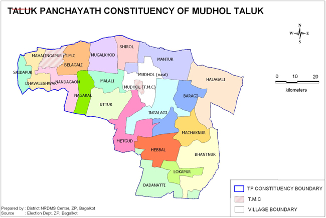 Taluk Panchayath Constituency of Mudhol Taluk Map