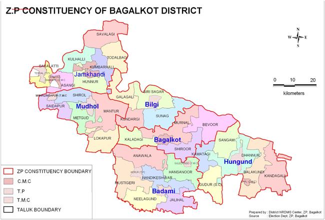 Zila Panchayat Constituency of Bagalkot District Map