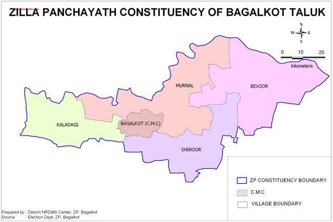 Zila Panchayat Constituency of Bagalkot Taluk Map
