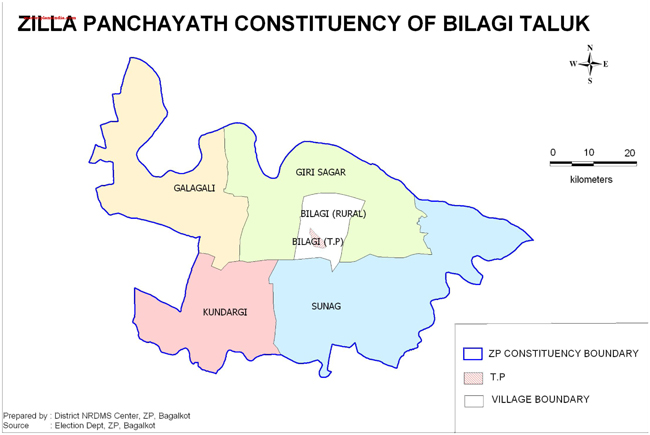 Zila Panchayat Constituency of Bilagi Taluk Map
