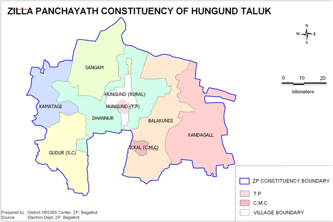 Zila Panchayat Constituency of Hungund Taluk Map