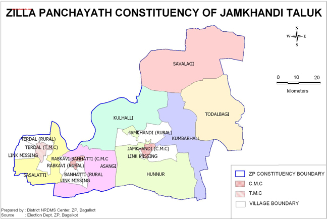 Zila Panchayat Constituency of Jamkhandi Taluk Map