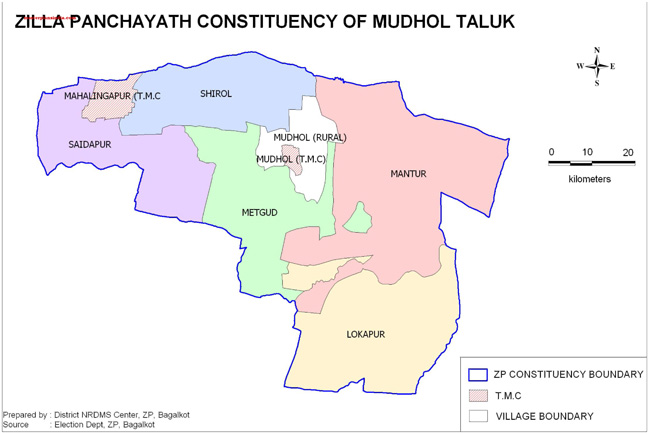 Zila Panchayat Constituency of Mudholi Taluk Map