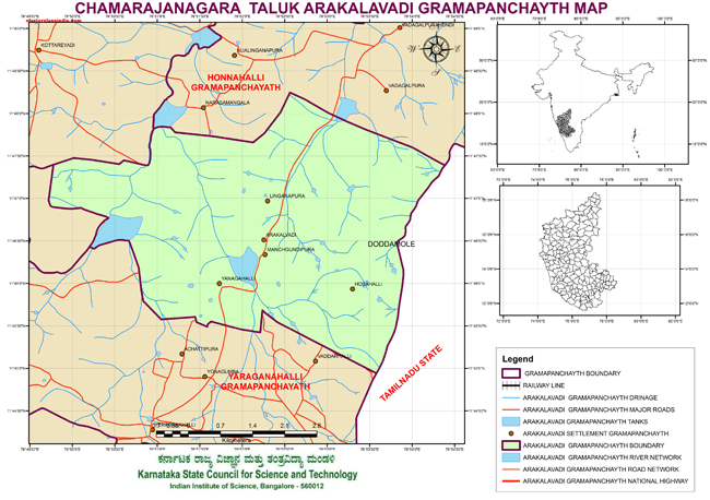 Chamarajanagara Taluk Arakalavadi Grampanchayath Map