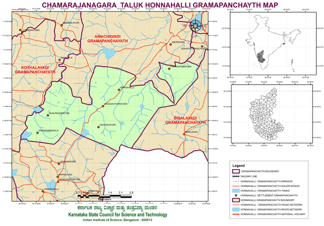 Chamarajanagara Taluk Honnahalli Grampanchayath Map