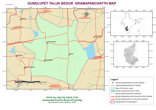 Gundlupet Taluk Begur Grampanchayath Map