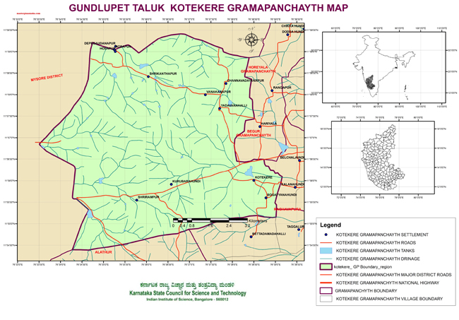 Gundlupet Taluk Kotekere Grampanchayath Map