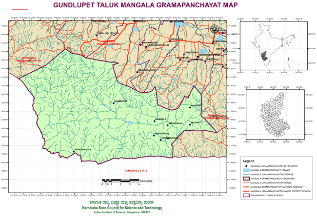 Gundlupet Taluk Mangala Grampanchayath Map