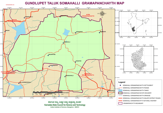 Gundlupet Taluk Somahalli Grampanchayath Map