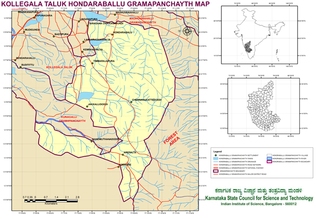 Kollegala Taluk Hondaraballu Grampanchayath Map