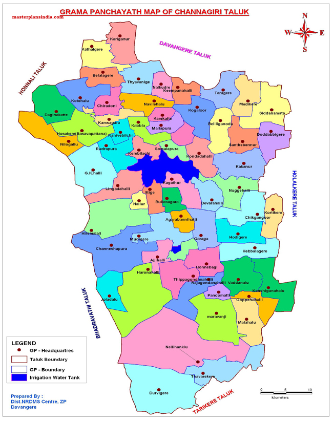 Channagiri Taluk Gramapanchayth Map