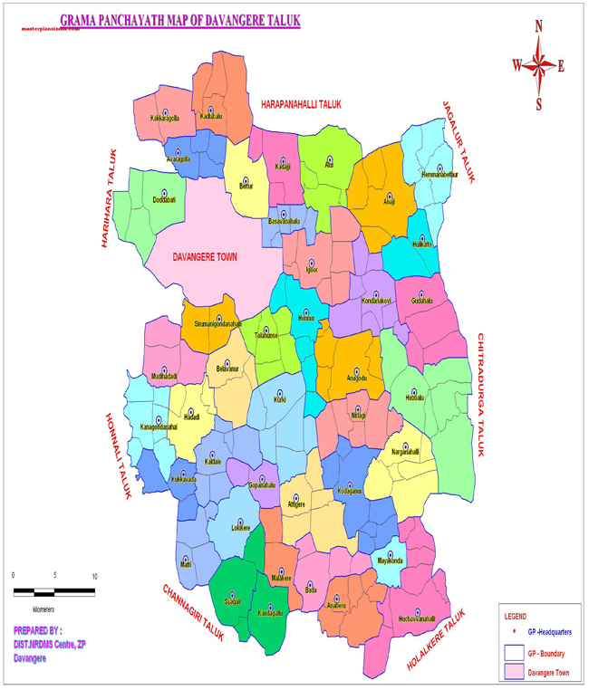 Davanagre Taluk Gramapanchayth Map