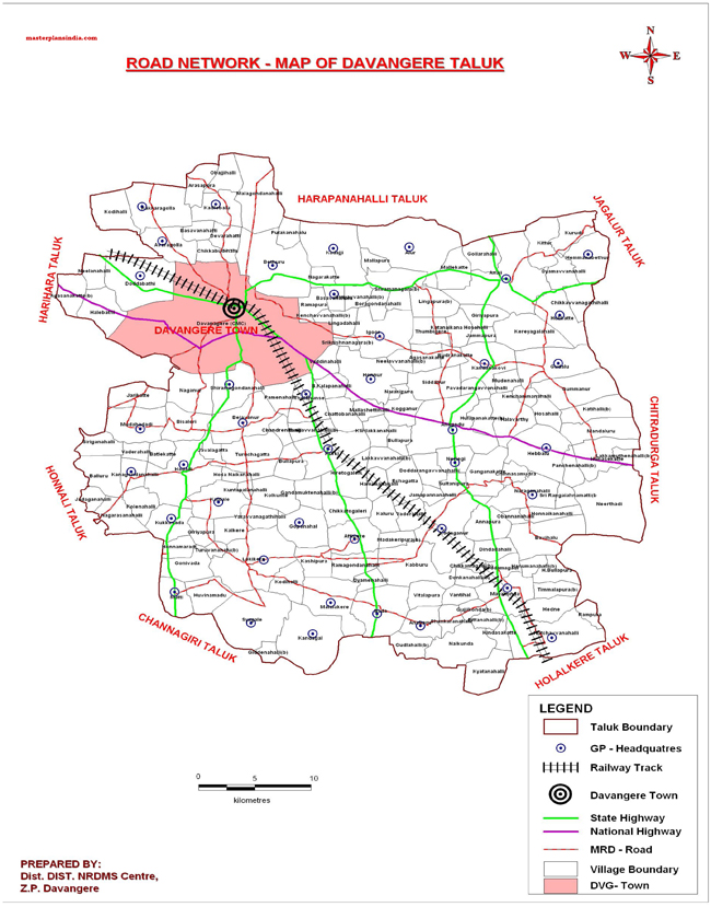 Davangere Taluk Road Network Map