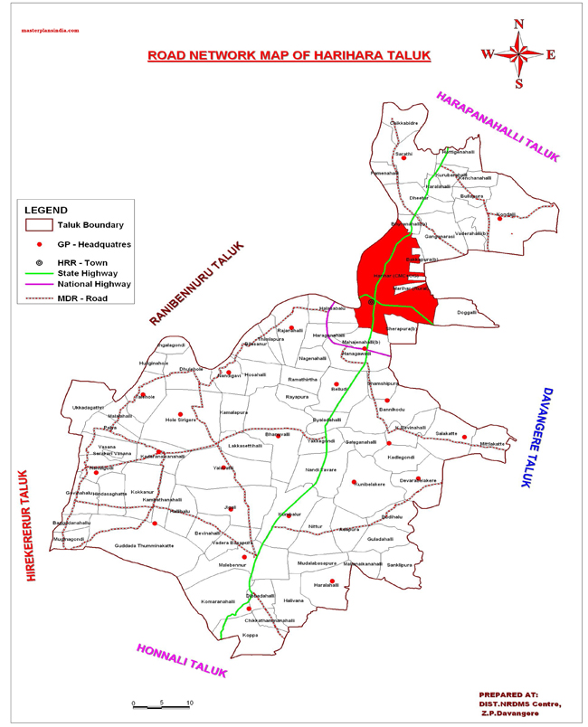 Harihara Taluk Road Network Map