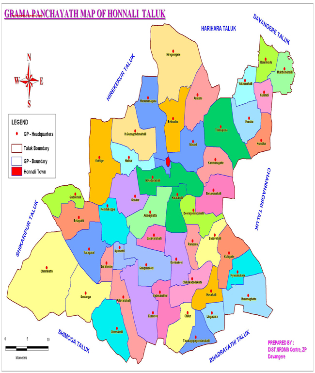 Honnali Taluk Gramapanchayth Map