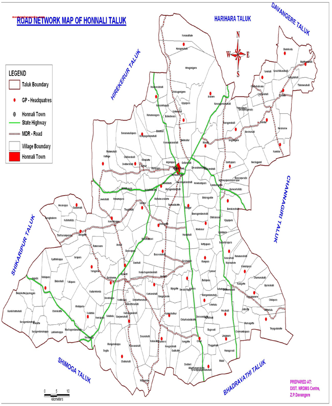 Honnali Taluk Road Network Map