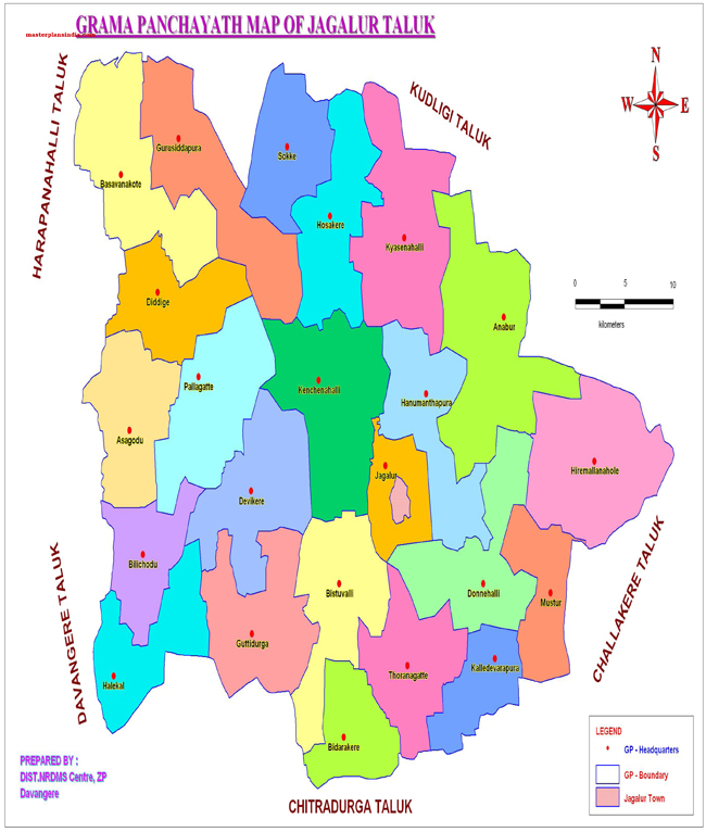 Jagalur Taluk Gramapanchayth Map