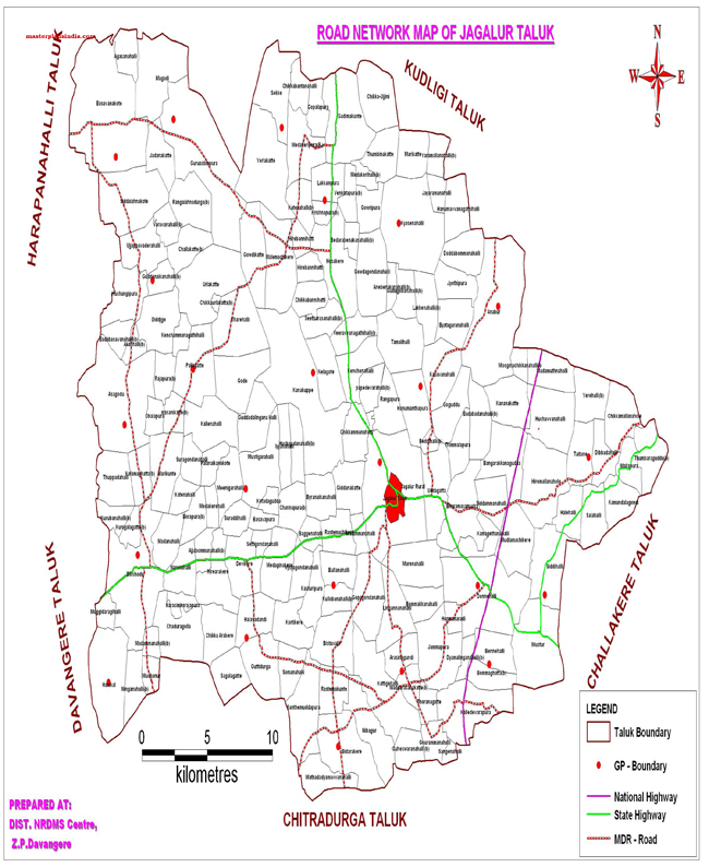 Jagalur Taluk Road Network Map