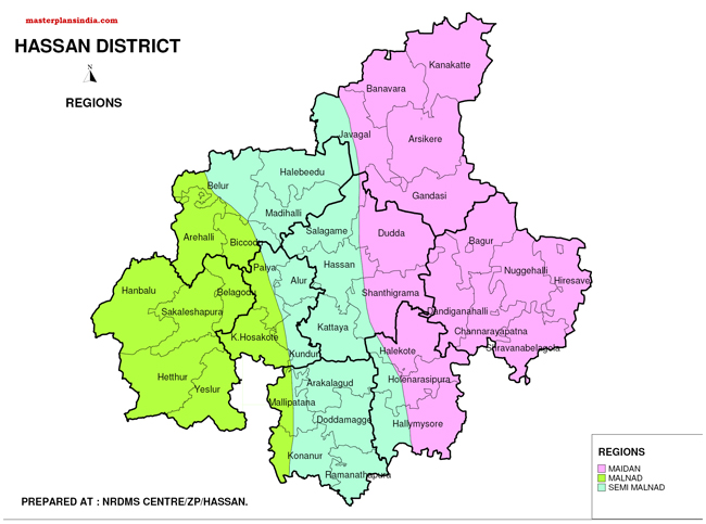 Hassan District Region Map