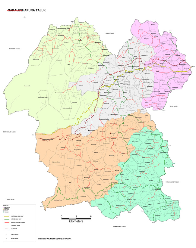 Sakaleshapura Taluk Map