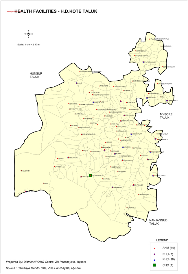 H.D. Kote Health Facilities Map