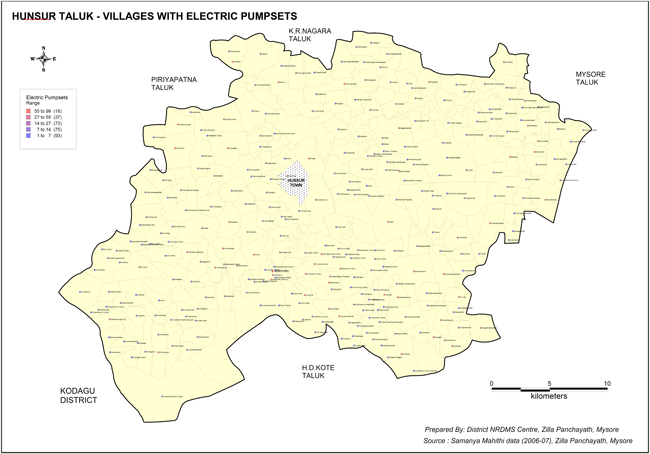 Hunsur Taluk Villages with Electric Pumpsets