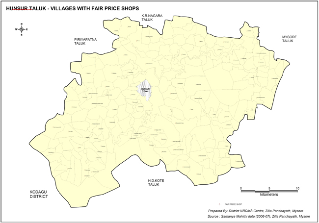 Hunsur Taluk Villages with Fair Price Shop Locations