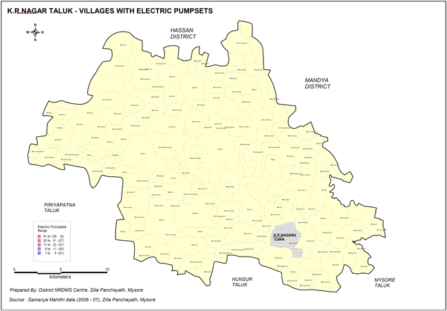 K.R. Nagar Taluk Village with Electric Pumpsets