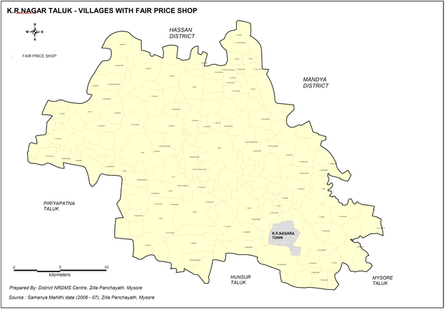 K.R. Nagar Taluk Village with Fair Price Shops