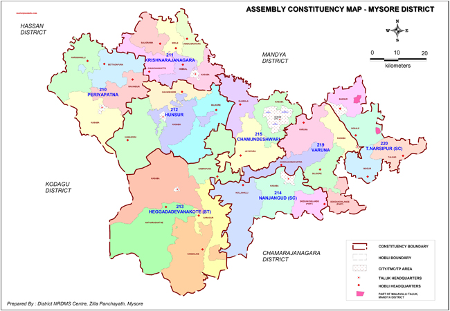 Mysore District Assembly Contituency Map