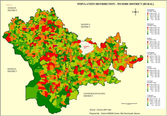 Mysore District Population Distribution Map