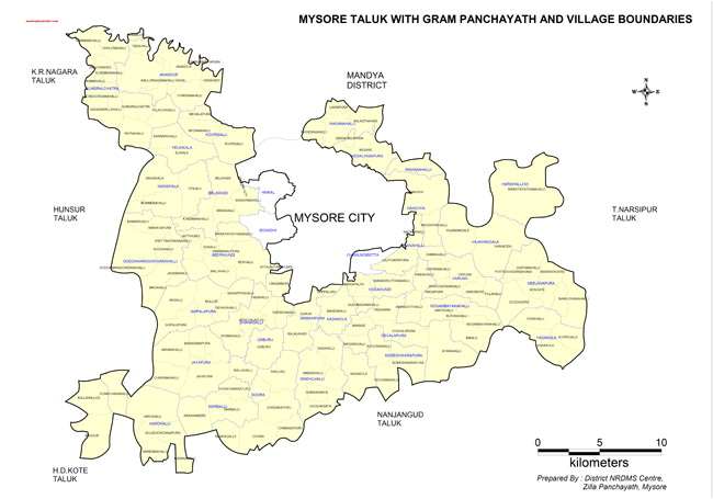 Mysore Taluk Gramapanchayth Villages Boundries Map