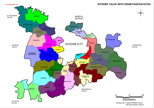 Mysore Taluk with Gramapanchayth Map