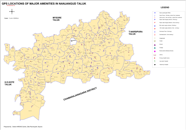 Nanjagud Taluk GPS Locations of Major Amenities Map