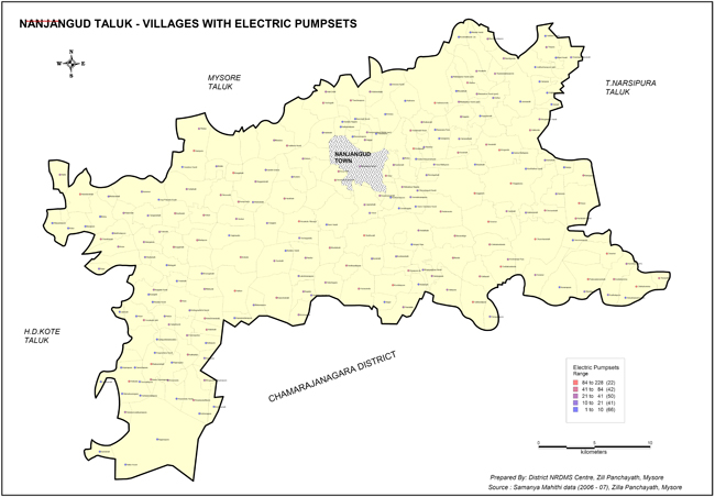 Nanjagud Taluk Villages with Electric Pumpsets