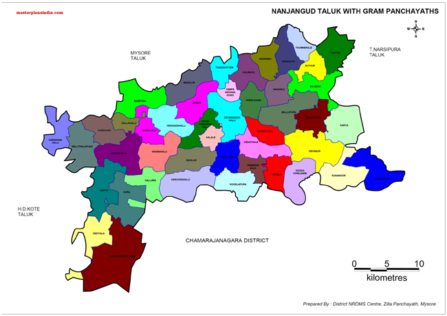 Nanjagud Taluk with Gramapanchayth Map