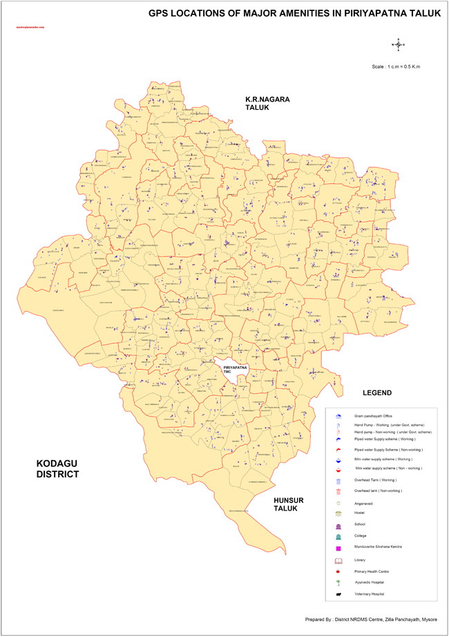 Periyapatna Taluk GPS Locations of Major Amenities