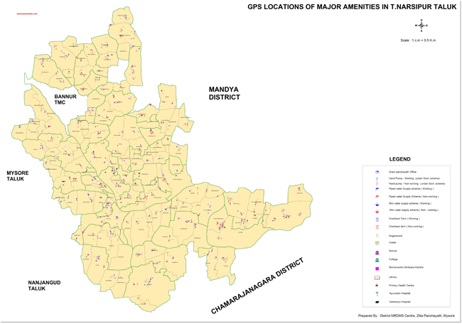 T.Narasipura Taluk GPS Locations of Major Amenities