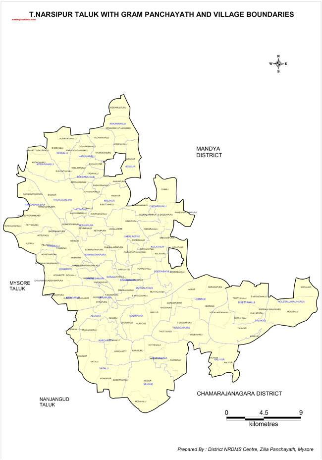 T.Narasipura Taluk Village Boundries Map