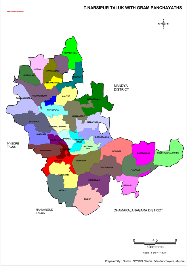 T.Narasipura Taluk with Gramapanchayth Map
