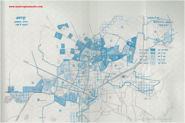 Jabalpur Residential Density Ward Wise Map